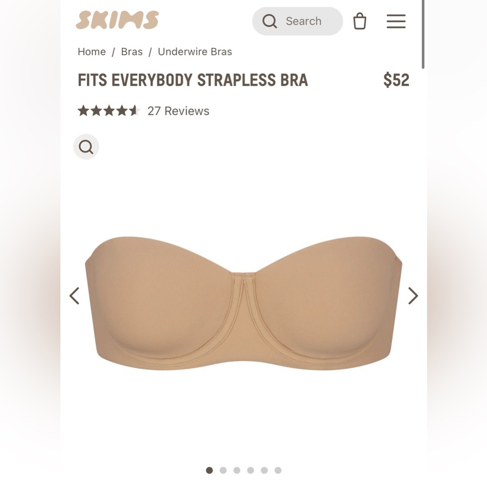 SKIMS Fits Everybody Strapless Bra, Clay 34A